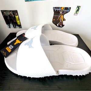 Under Armour Project Rock Slides 2.0 Halo White Mens Size 13 3025237-101